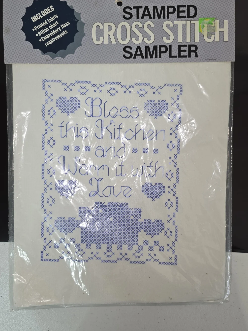 Bucilla Stamped Cross Stitch Bless This Kitchen And Warm It With Love Vintage